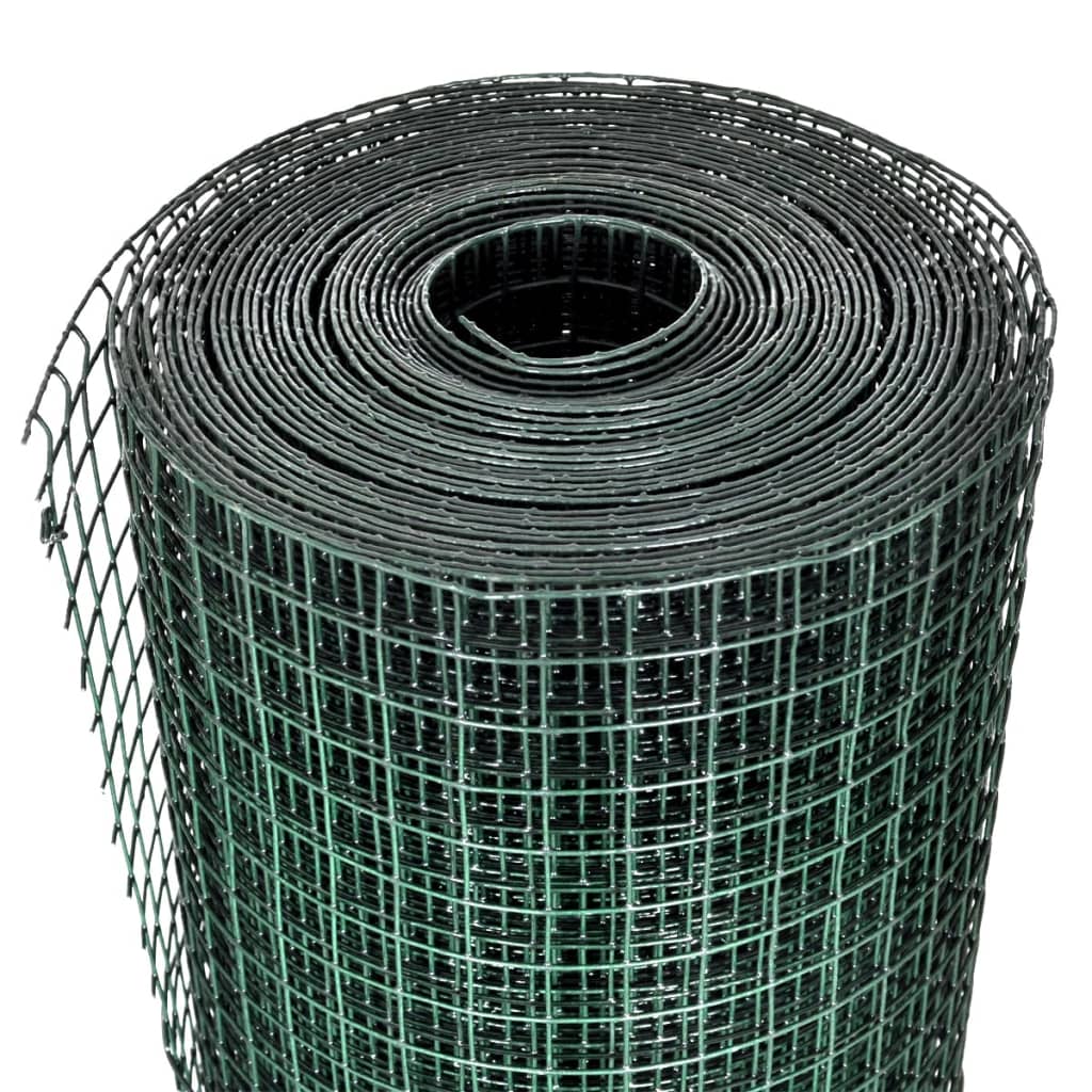 vidaXL Ogrodzenie z siatki, galwanizowane, PVC, 25x1 m, zielone
