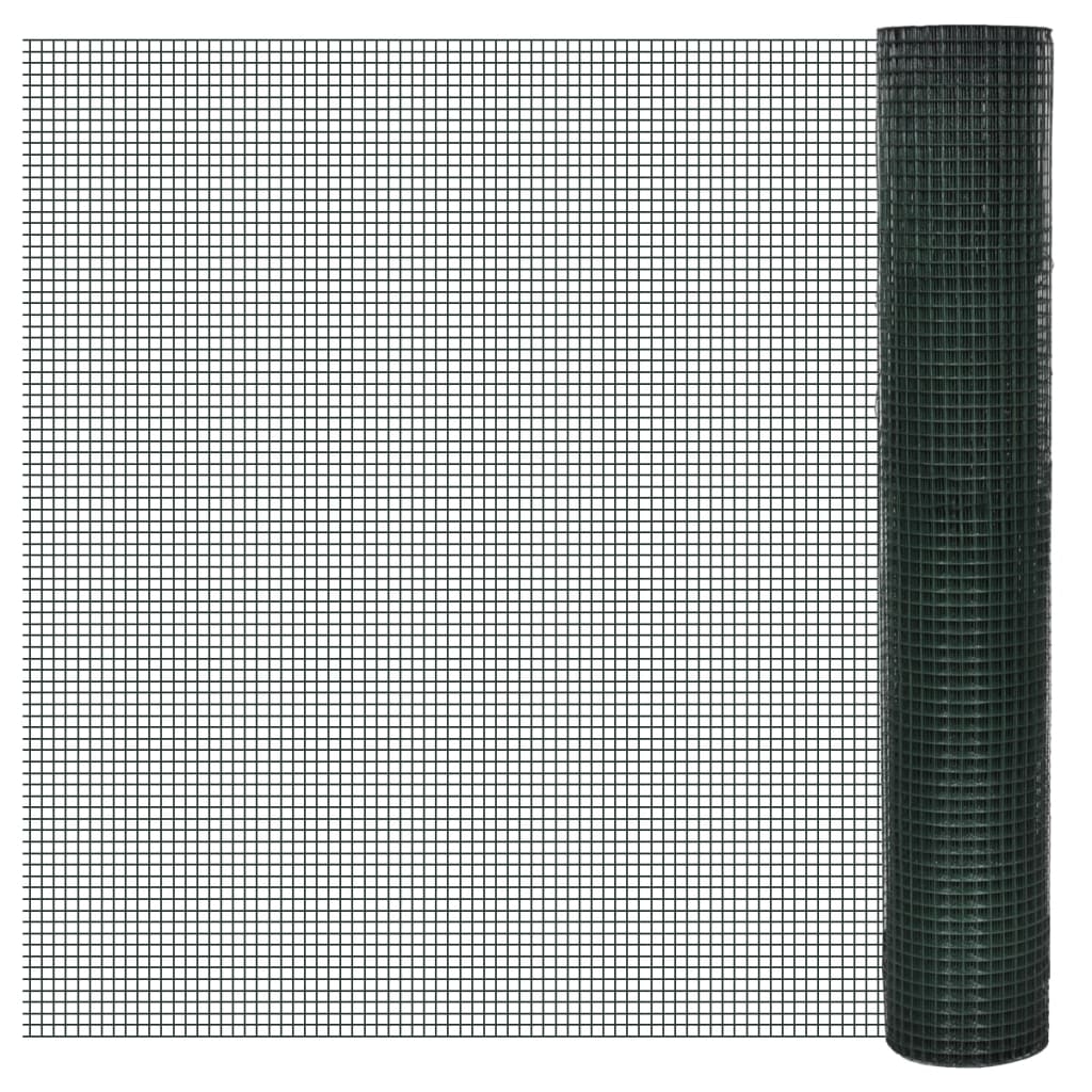 vidaXL Ogrodzenie z siatki, galwanizowane, PVC, 25x1 m, zielone