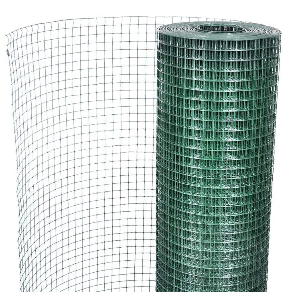 vidaXL Ogrodzenie z siatki, galwanizowane, PVC, 25x1 m, zielone