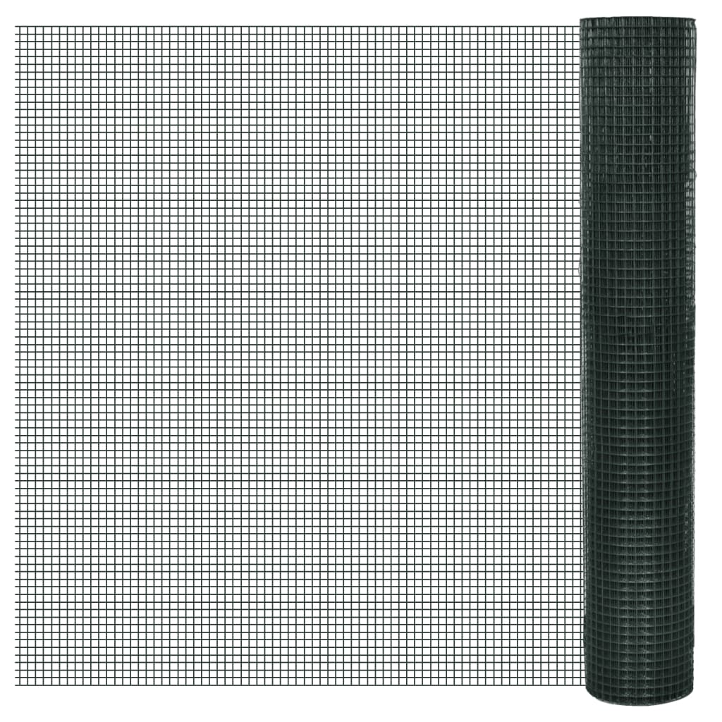 vidaXL Ogrodzenie z siatki, galwanizowane, PVC, 25x1 m, zielone