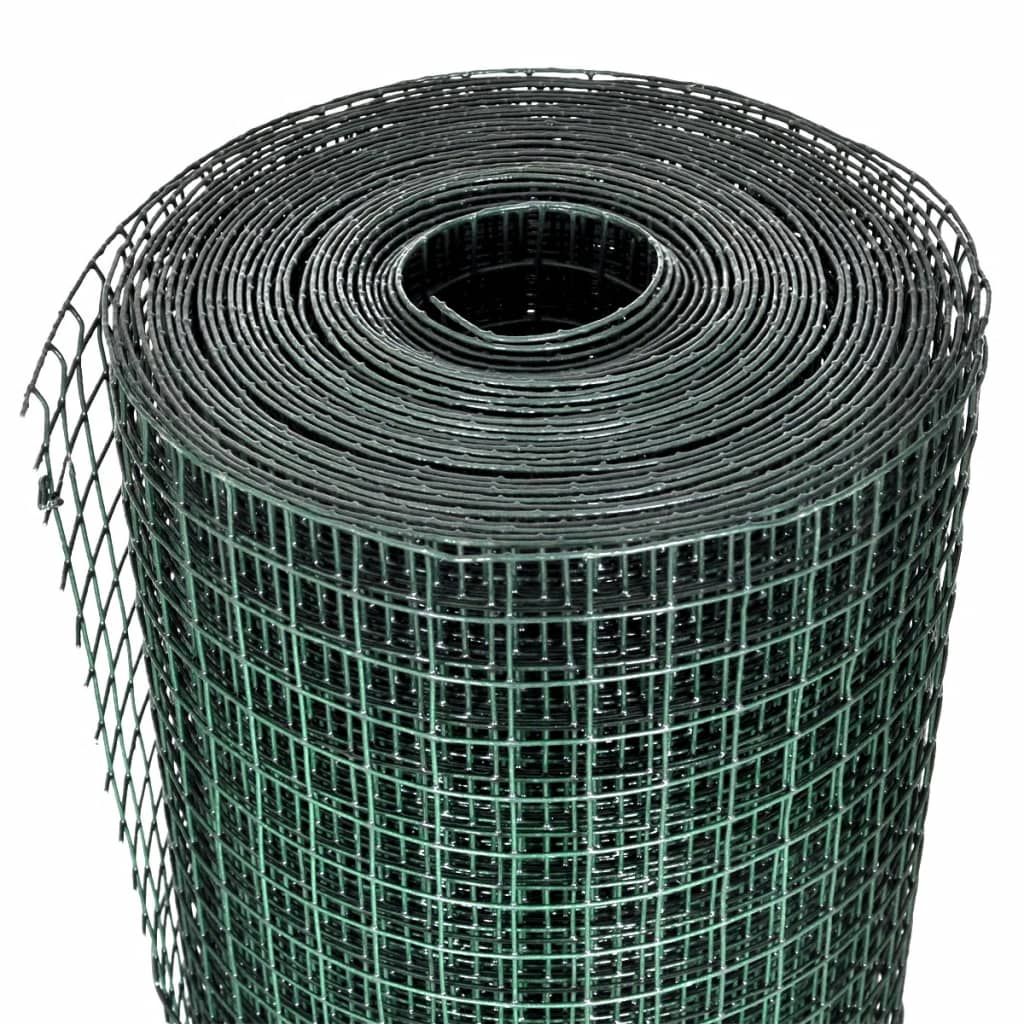 vidaXL Ogrodzenie z siatki, galwanizowane, PVC, 25x1 m, zielone