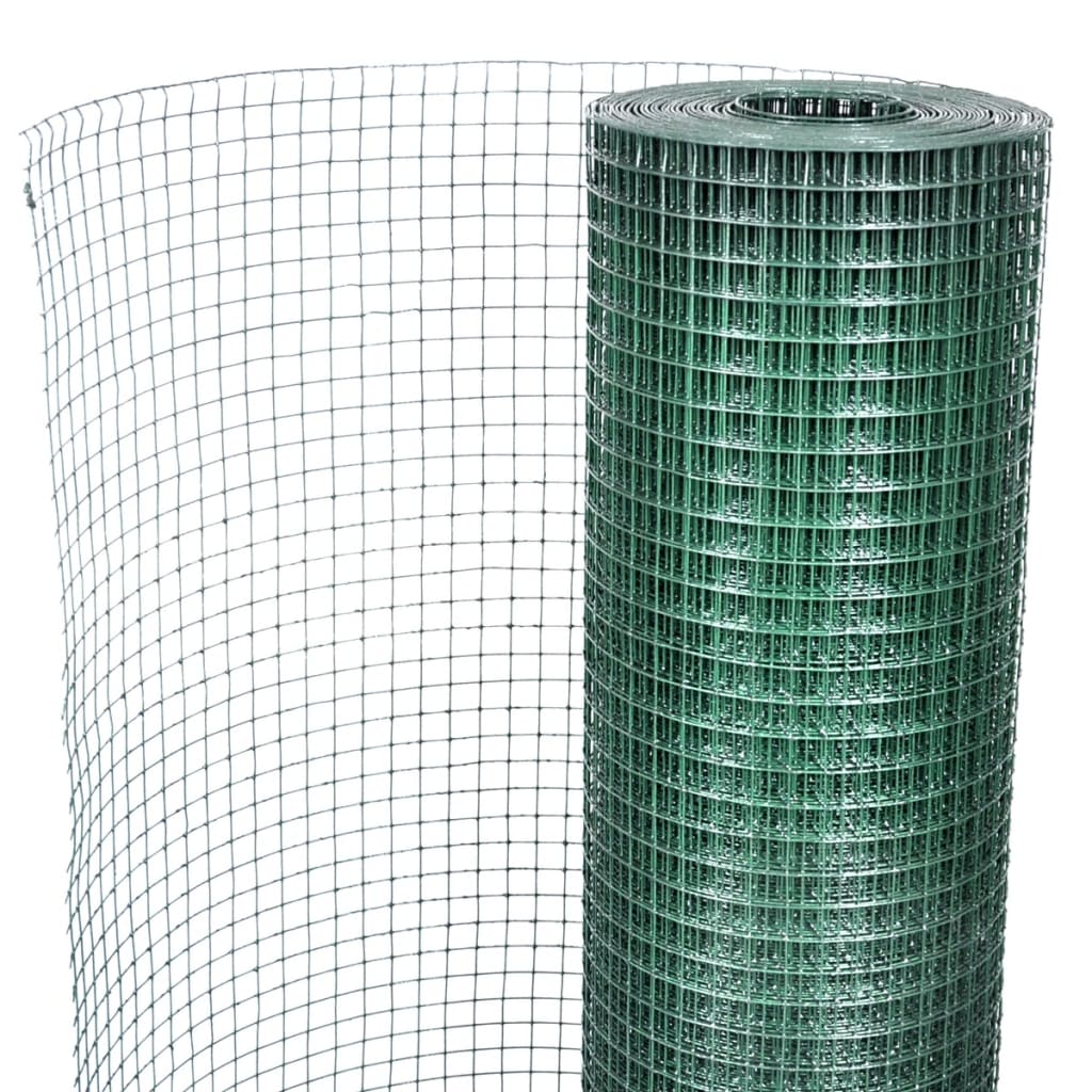 vidaXL Ogrodzenie z siatki, galwanizowane, PVC, 25x1 m, zielone