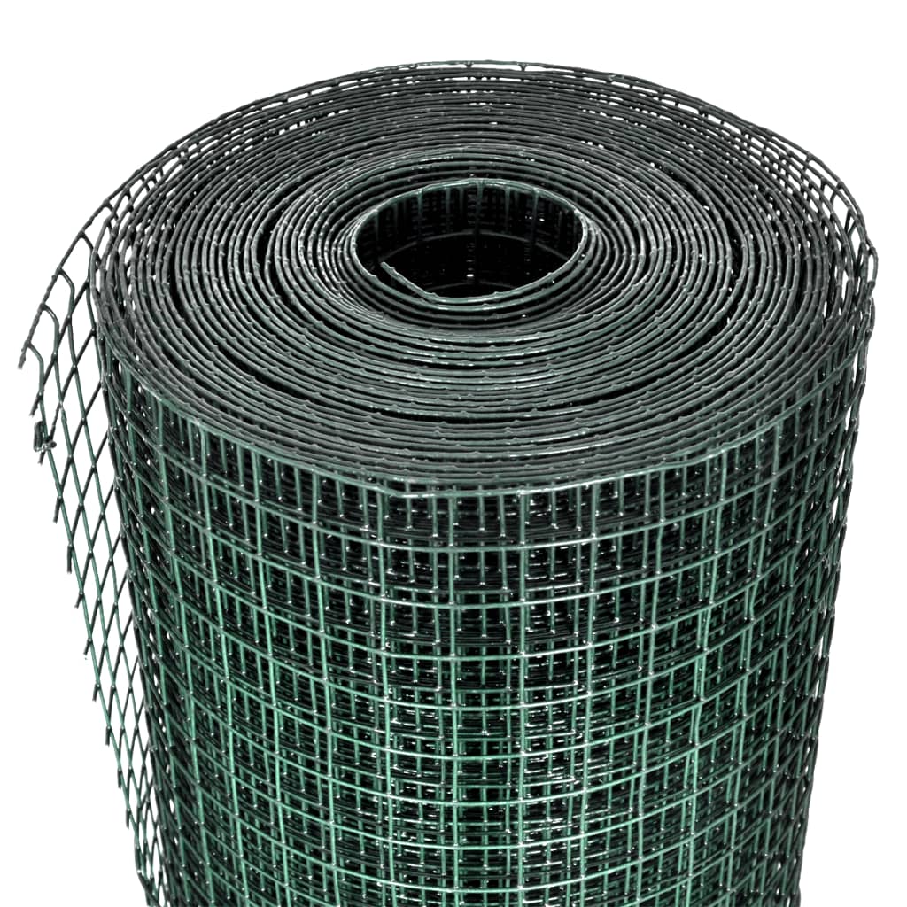 vidaXL Ogrodzenie z siatki, stal galwanizowana, 1x25 m, zielone