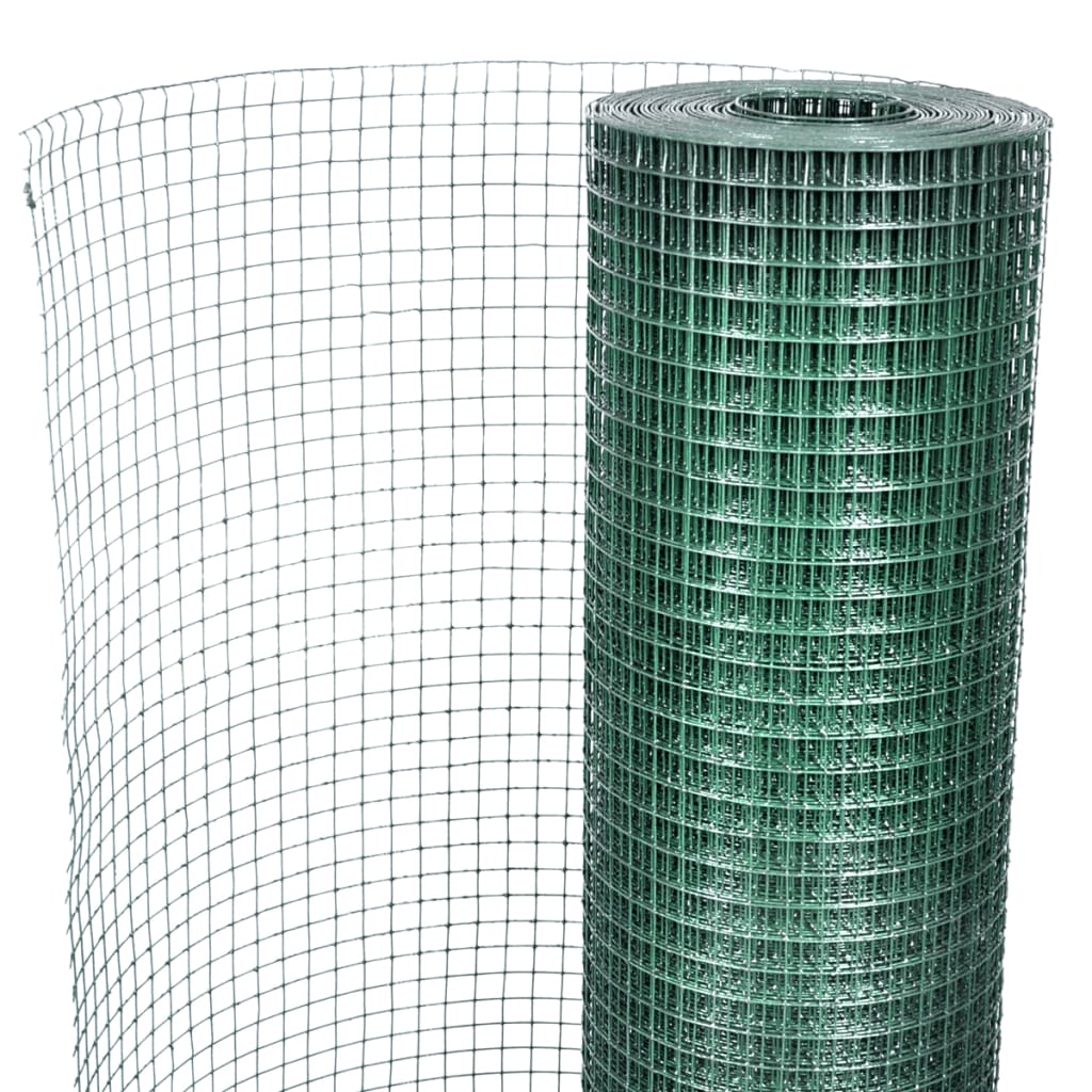 vidaXL Ogrodzenie z siatki, stal galwanizowana, 1x25 m, zielone
