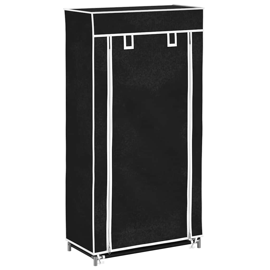 vidaXL Materiałowa szafa na buty z osłoną, 58x28x106 cm, czarna