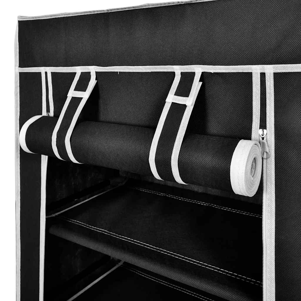 vidaXL Materiałowa szafa na buty z osłoną, 58x28x106 cm, czarna