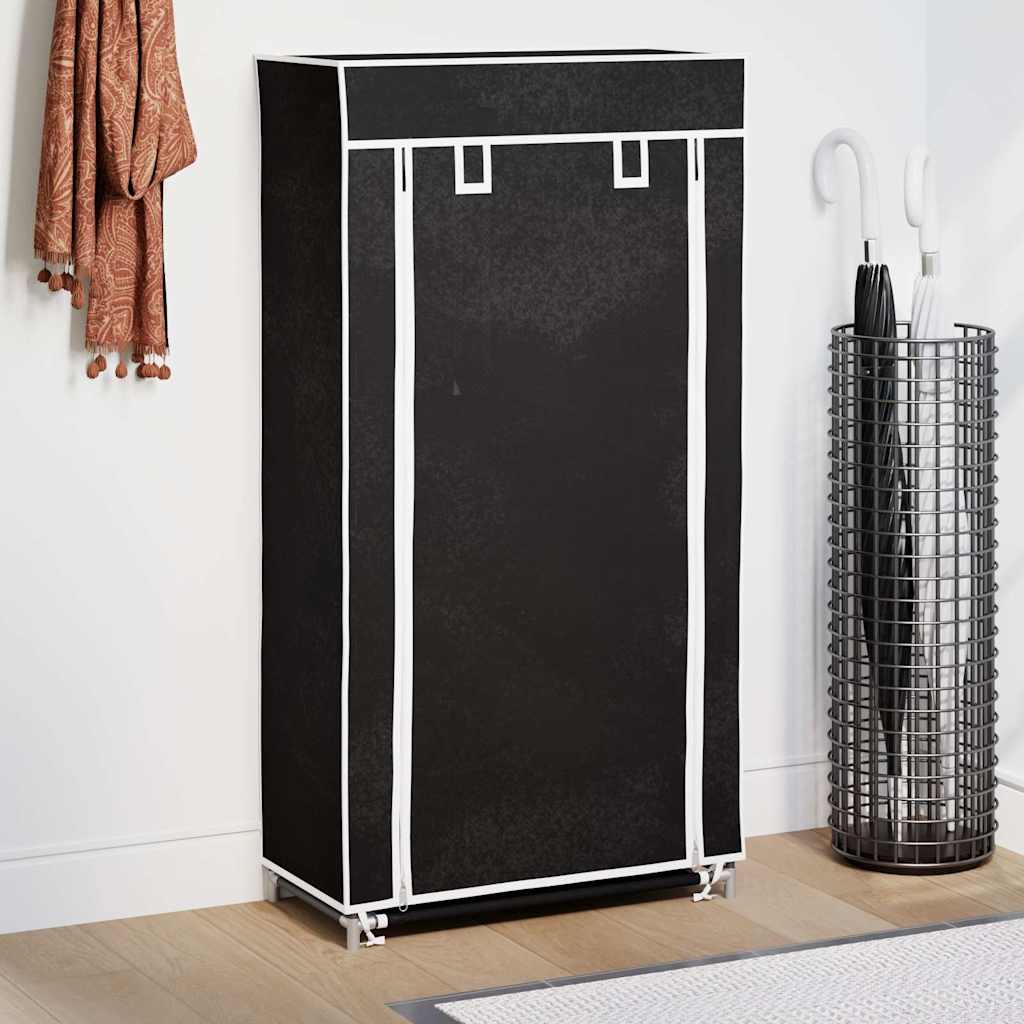 vidaXL Materiałowa szafa na buty z osłoną, 58x28x106 cm, czarna