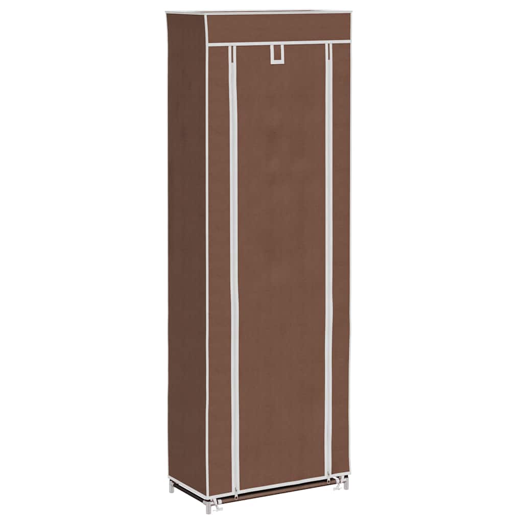 vidaXL Materiałowa szafka na buty z osłoną, 57 x 29 x 162 cm, brązowa