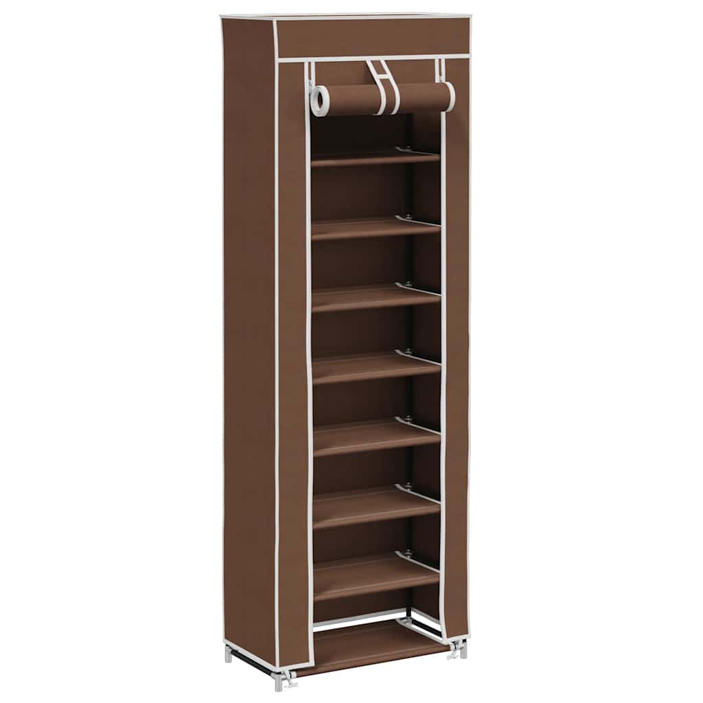 vidaXL Materiałowa szafka na buty z osłoną, 57 x 29 x 162 cm, brązowa