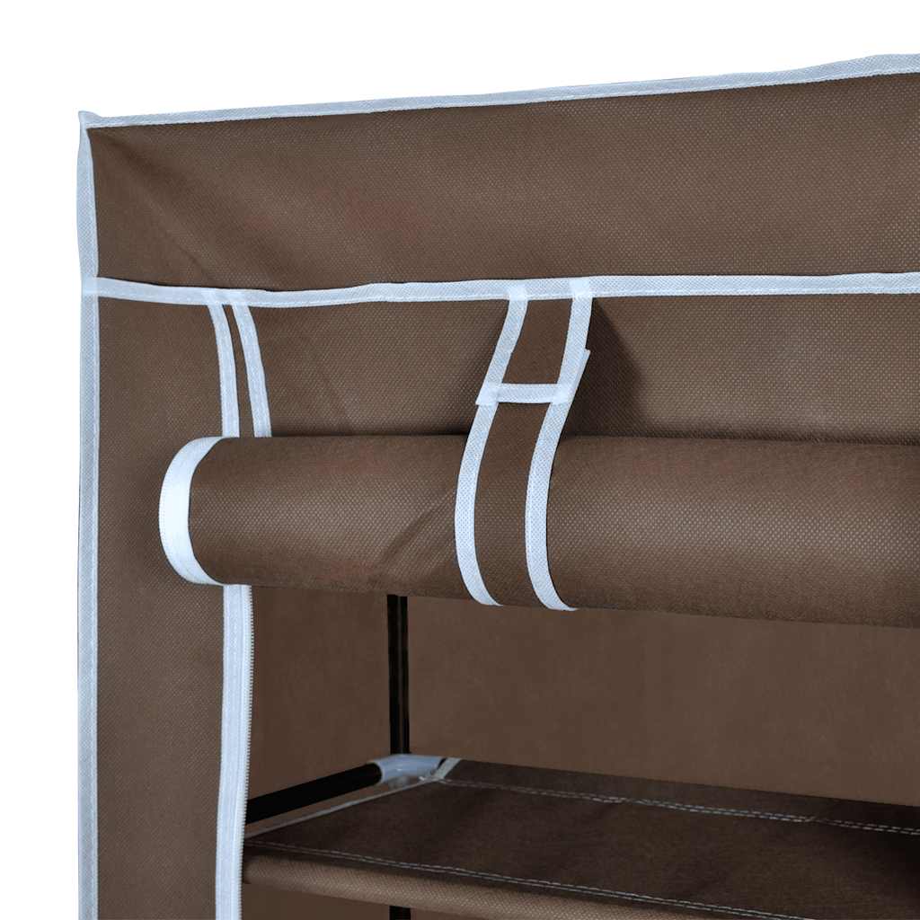 vidaXL Materiałowa szafka na buty z osłoną, 57 x 29 x 162 cm, brązowa