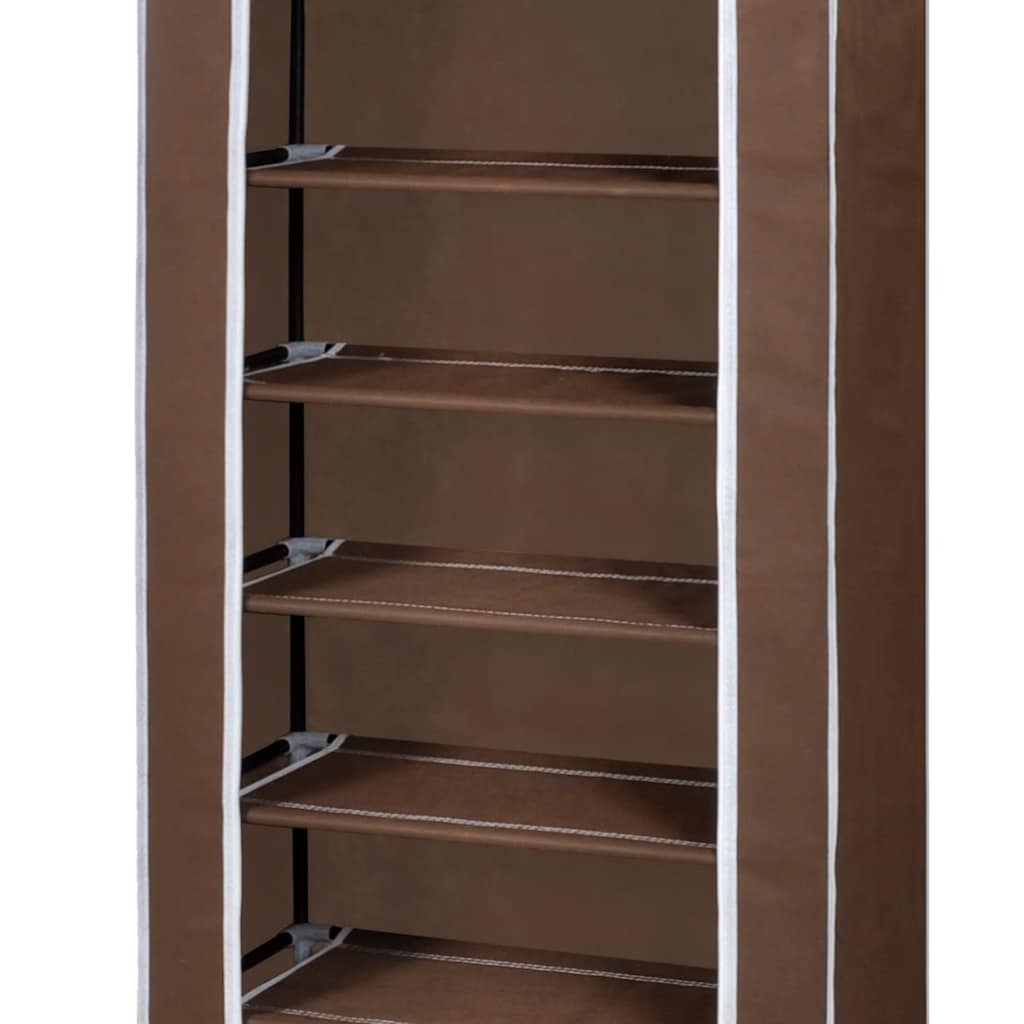 vidaXL Materiałowa szafka na buty z osłoną, 57 x 29 x 162 cm, brązowa