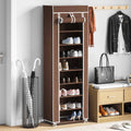 vidaXL Materiałowa szafka na buty z osłoną, 57 x 29 x 162 cm, brązowa