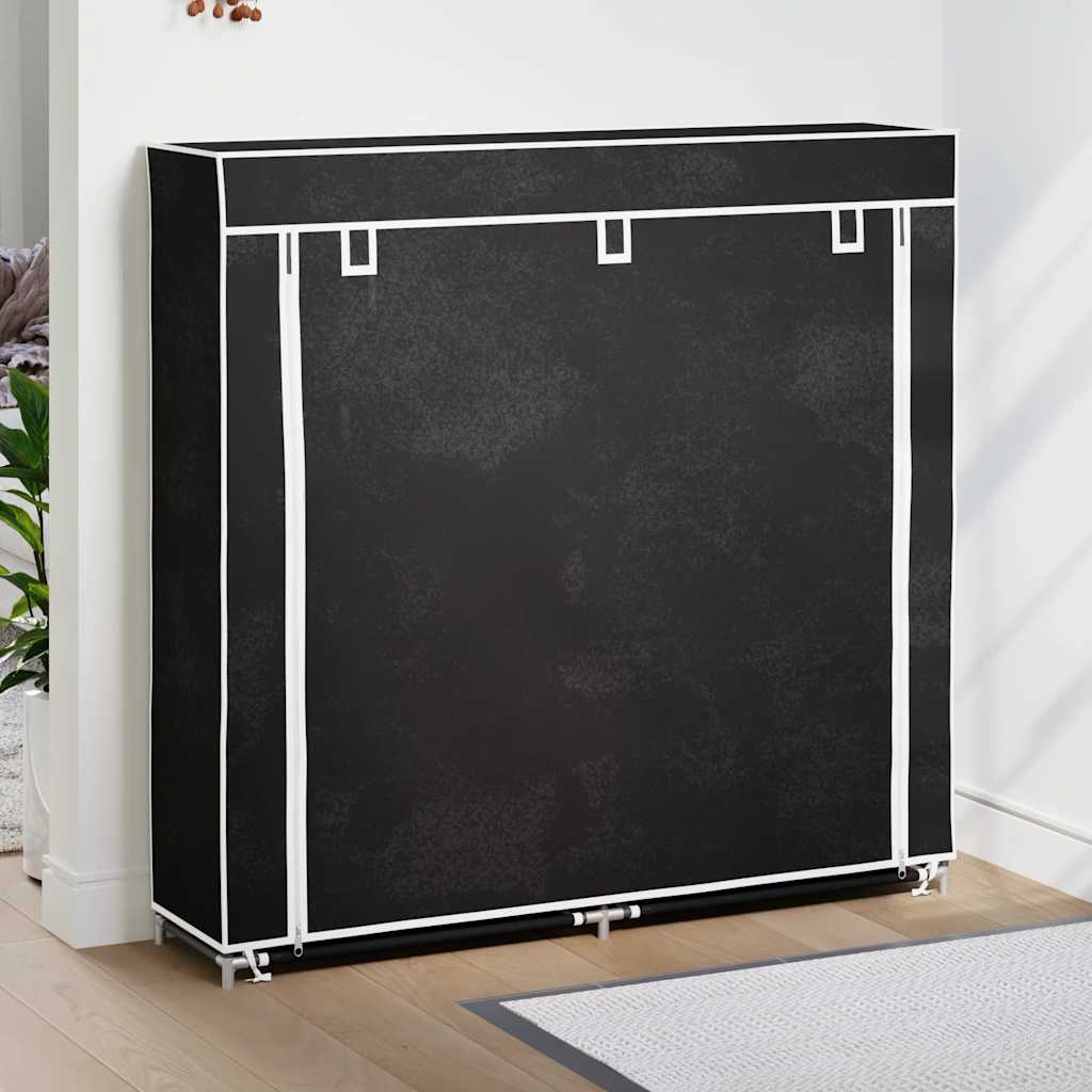 vidaXL Materiałowa szafa na buty z osłoną, 115 x 28 x 110 cm, czarna