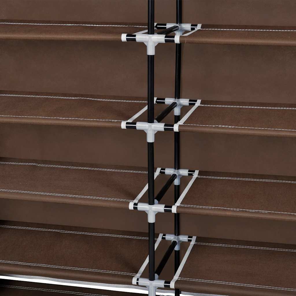 vidaXL Materiałowa szafka na buty z osłoną, 115 x 28 x 110 cm, brązowa