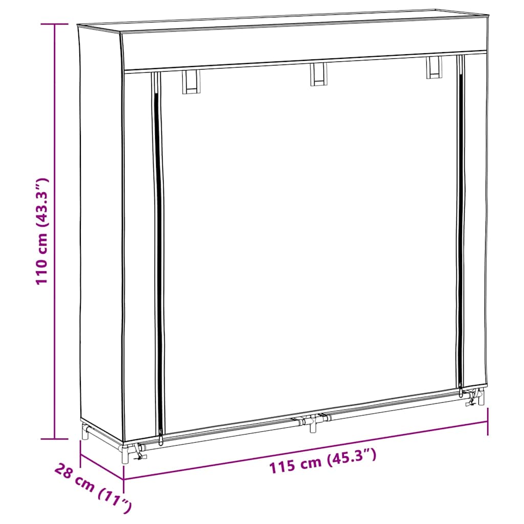 vidaXL Materiałowa szafka na buty z osłoną, 115 x 28 x 110 cm, brązowa