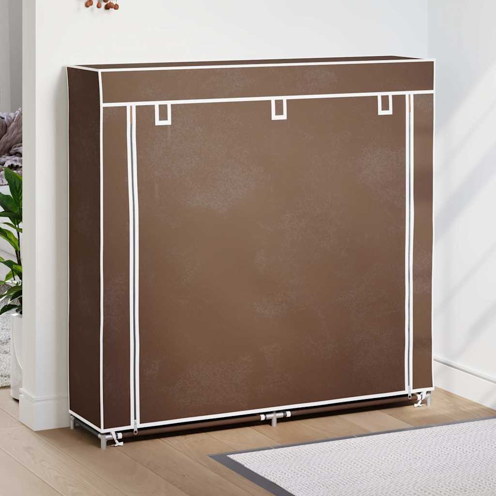 vidaXL Materiałowa szafka na buty z osłoną, 115 x 28 x 110 cm, brązowa