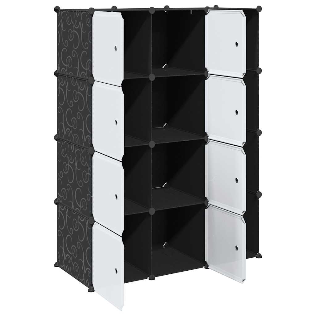 vidaXL Szafa modułowa z 9 przegrodami, 109x36,5x143 cm, czarno-biała