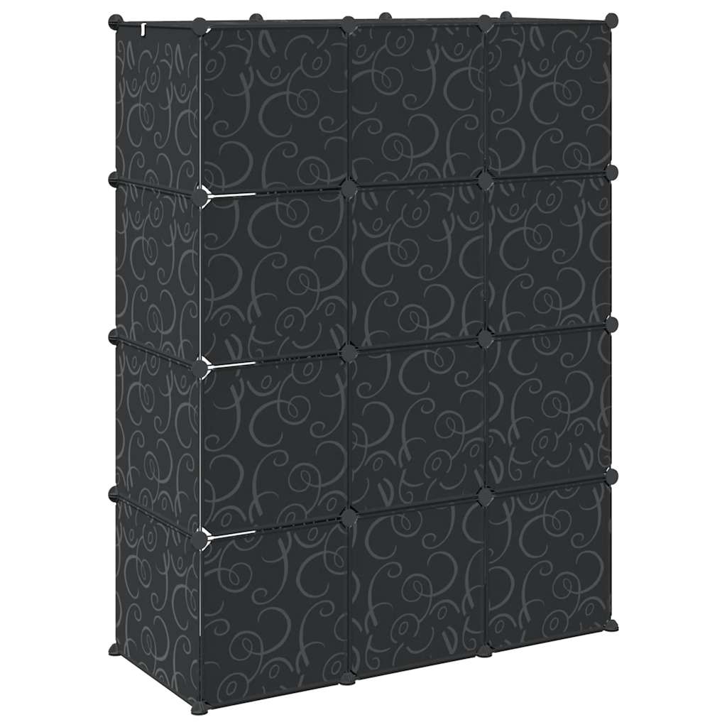 vidaXL Szafa modułowa z 9 przegrodami, 109x36,5x143 cm, czarno-biała