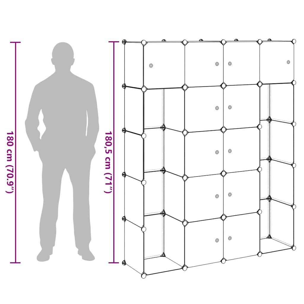 vidaXL Szafa modułowa z 14 przegrodami, czarno-biała
