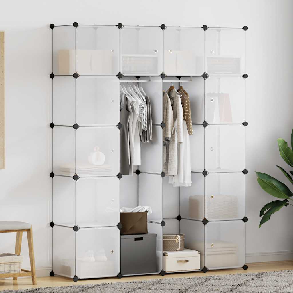 vidaXL Szafa modułowa z 14 przegrodami, biała, 37 x 146 x 180,5 cm