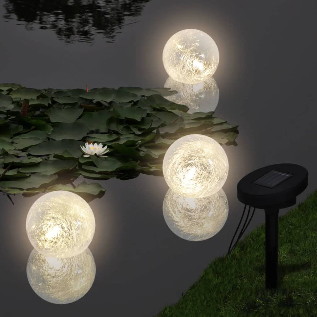 vidaXL Pływające lampy solarne LED do stawu, 3 sztuki