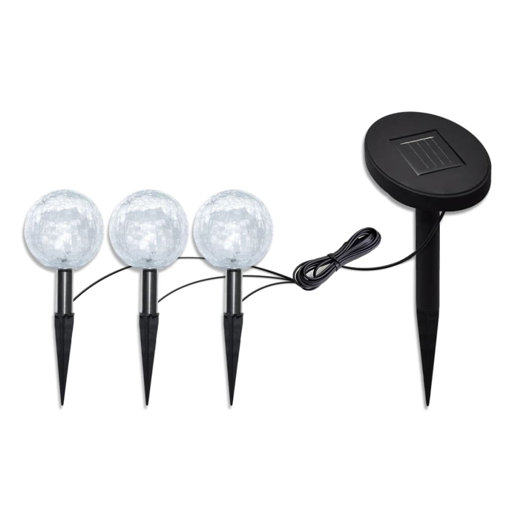 vidaXL Lampy ogrodowe ze szpikulcami i panelem solarnym, 3 LED