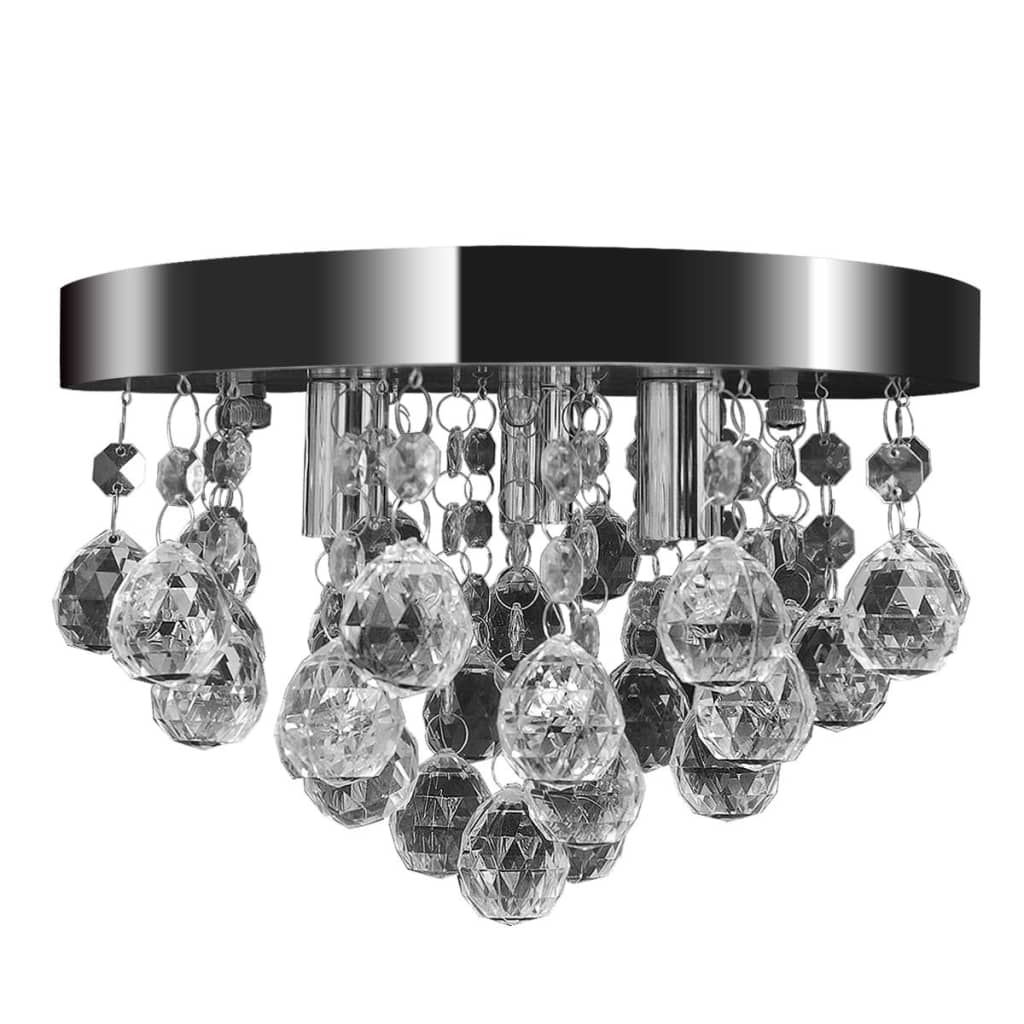 vidaXL Wisząca lampa sufitowa z kryształkami, chromowa