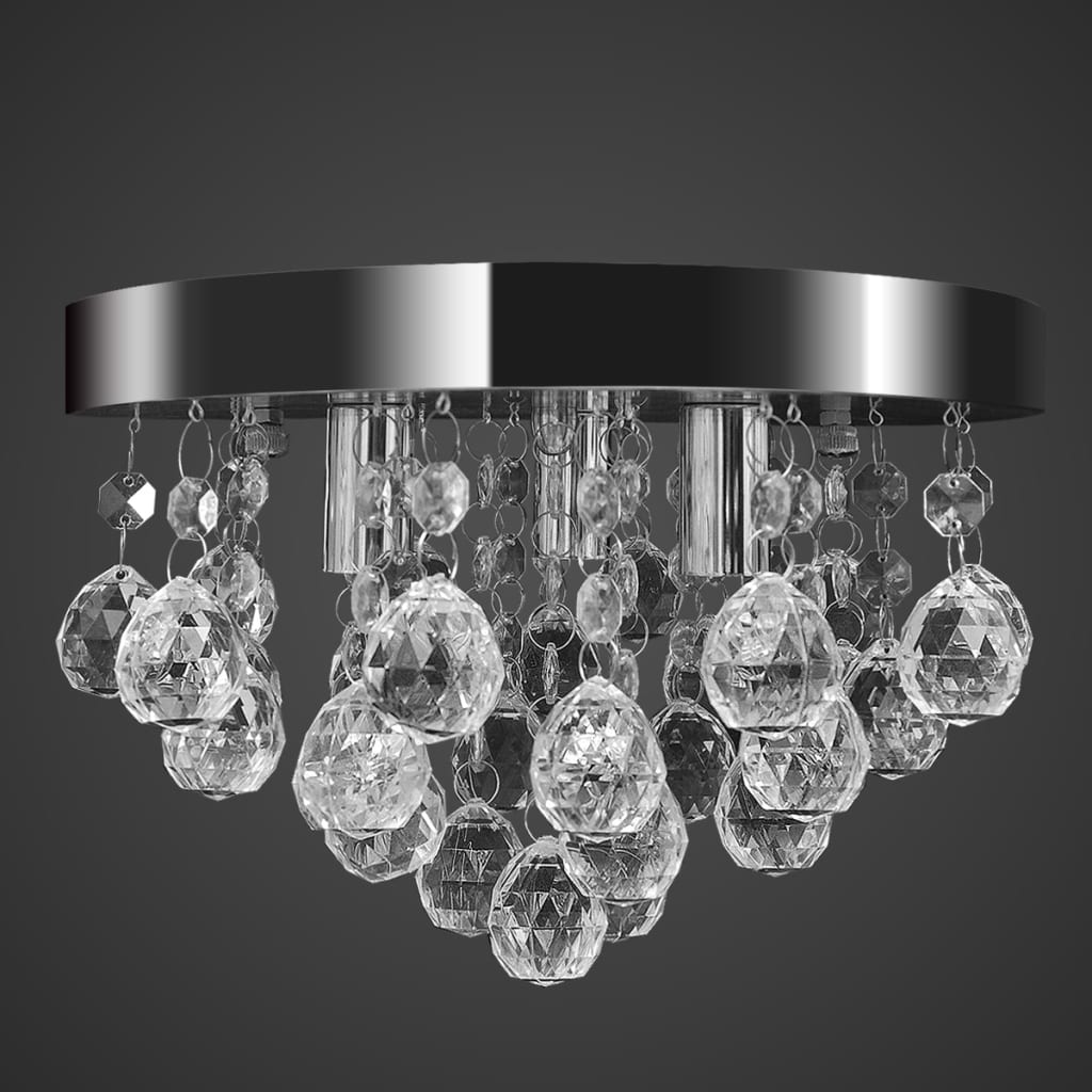 vidaXL Wisząca lampa sufitowa z kryształkami, chromowa