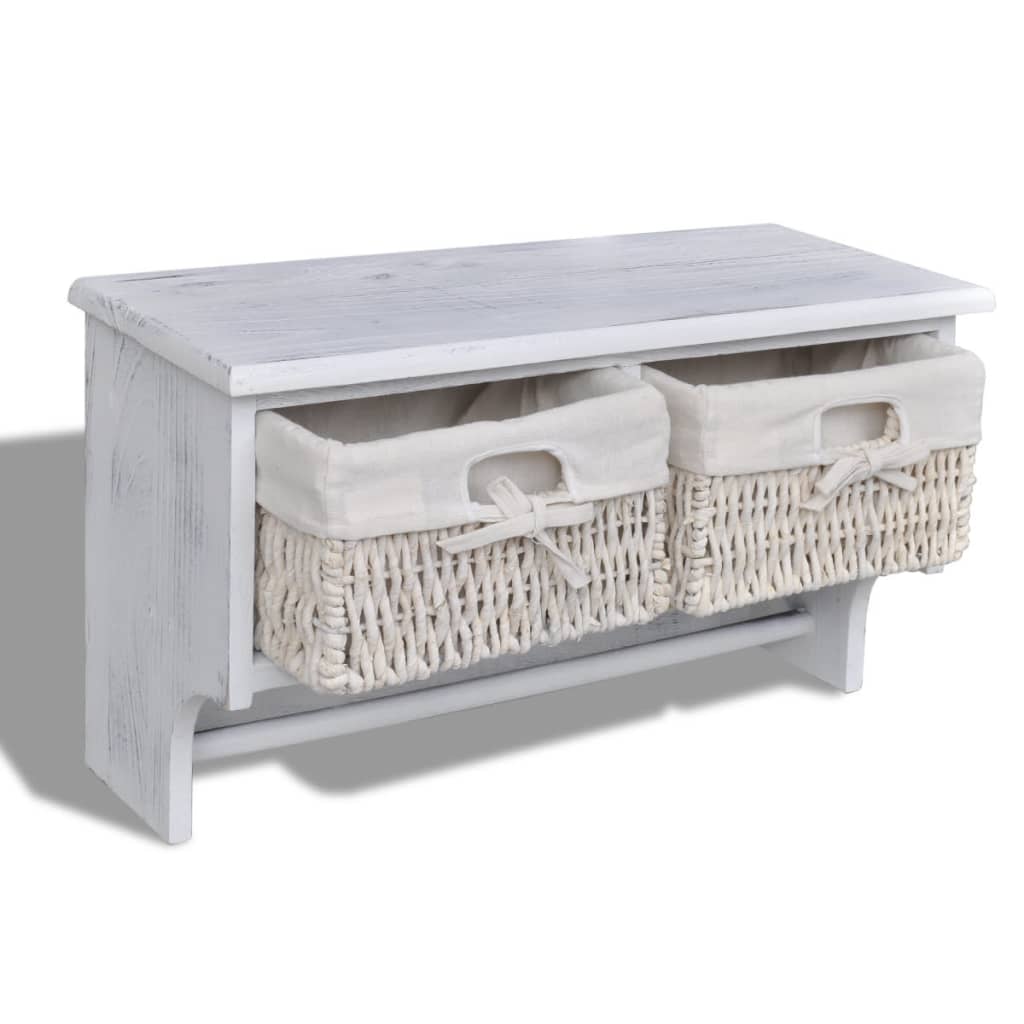 vidaXL Półka ścienna, biała, 60x23,5x33 cm, drewno paulownia