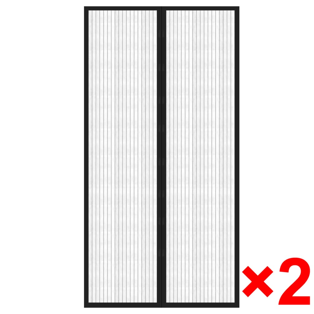 vidaXL Moskitiery na drzwi, 210 x 100 cm, 2 szt., z magnesem, czarne
