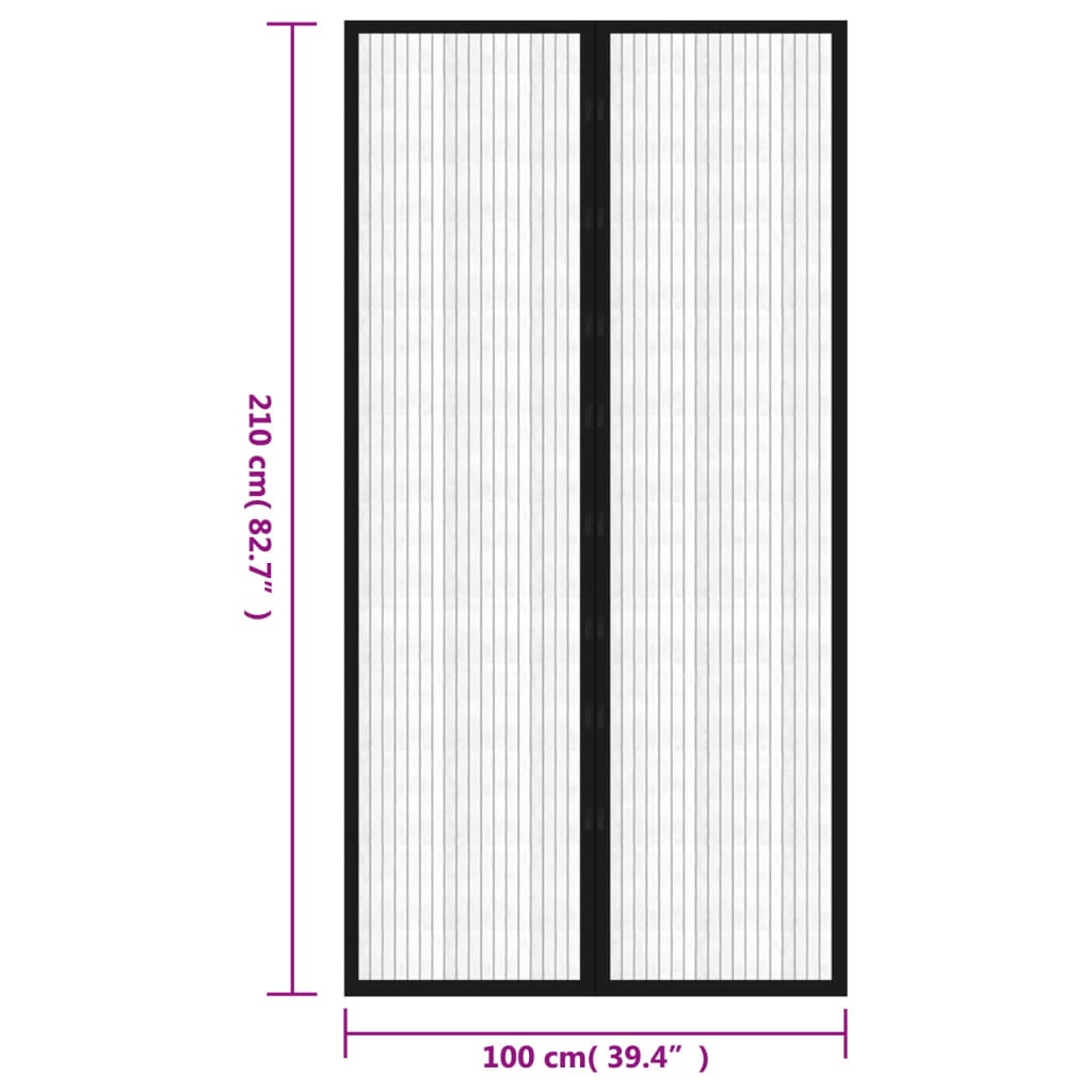 vidaXL Moskitiery na drzwi, 210 x 100 cm, 2 szt., z magnesem, czarne