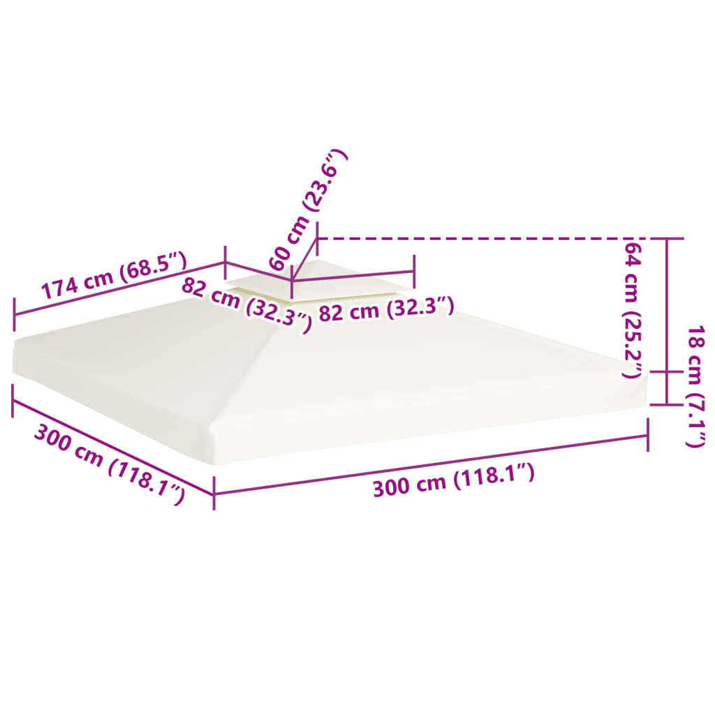 vidaXL Zadaszenie altany ogrodowej, 310 g/m², kremowe, 3x3 m