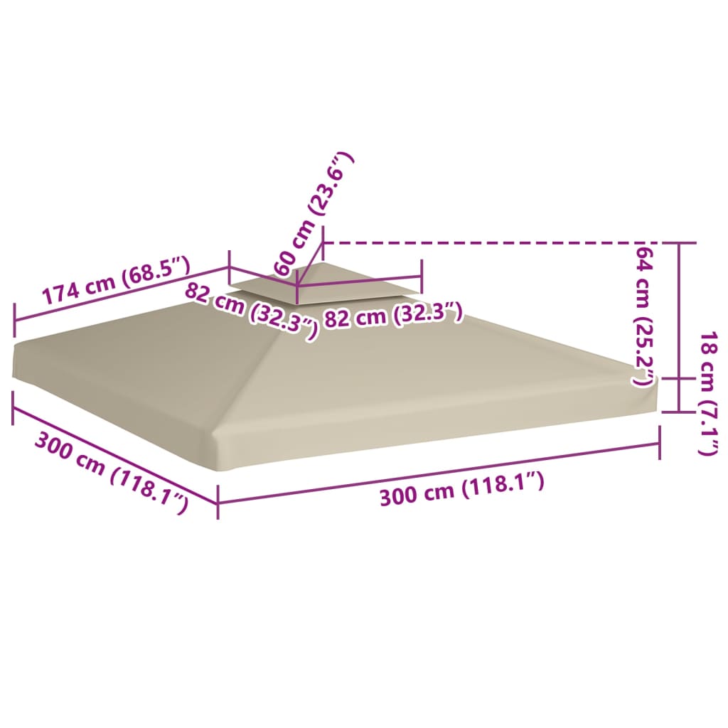 vidaXL Zadaszenie altany ogrodowej, 310 g/m², zielone, 3x3 m