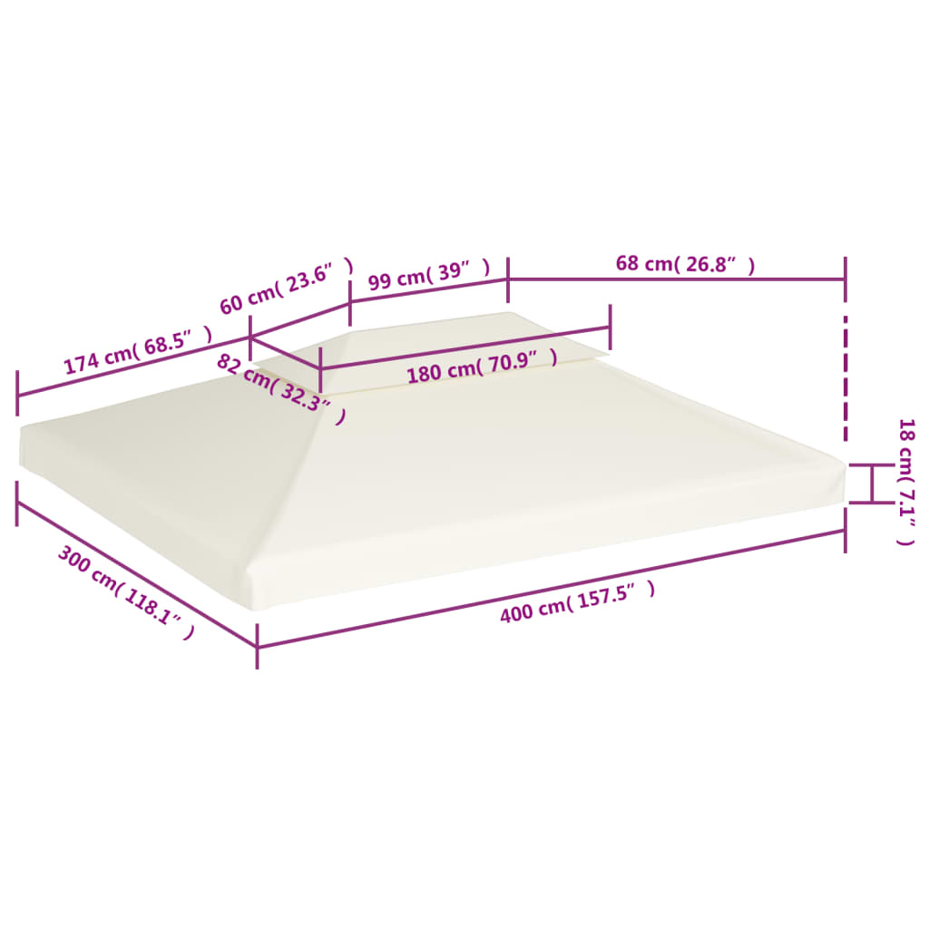 vidaXL Zadaszenie altany ogrodowej, 310 g/m², kolor śmietankowy, 3x4 m
