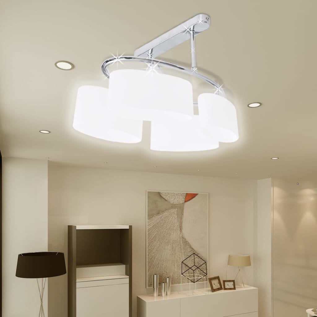 vidaXL Lampa sufitowa, 4 żarówki E14, klosze w kształcie elipsy