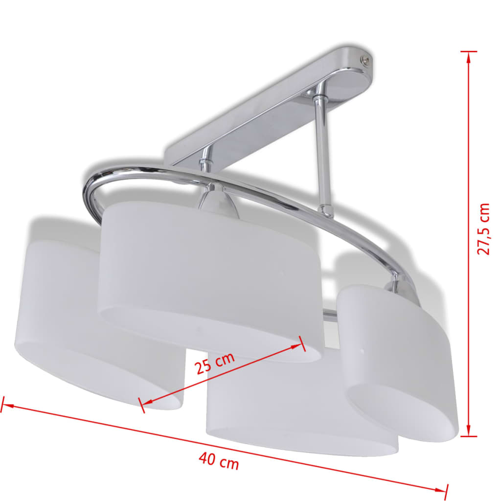 vidaXL Lampa sufitowa, 4 żarówki E14, klosze w kształcie elipsy