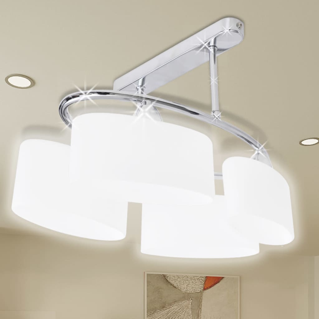vidaXL Lampa sufitowa, 4 żarówki E14, klosze w kształcie elipsy