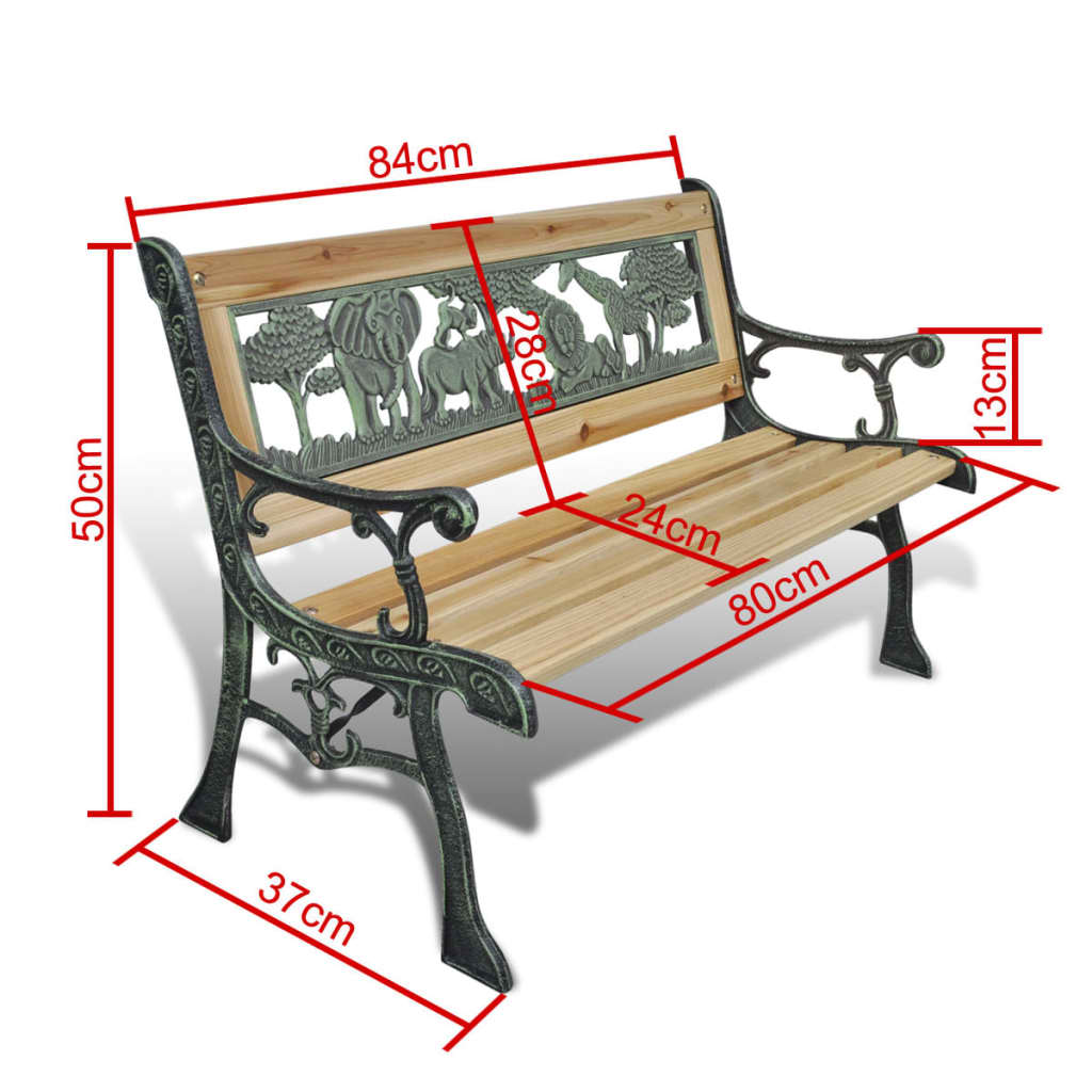 vidaXL Ławka ogrodowa dla dzieci, 84 cm, drewniana