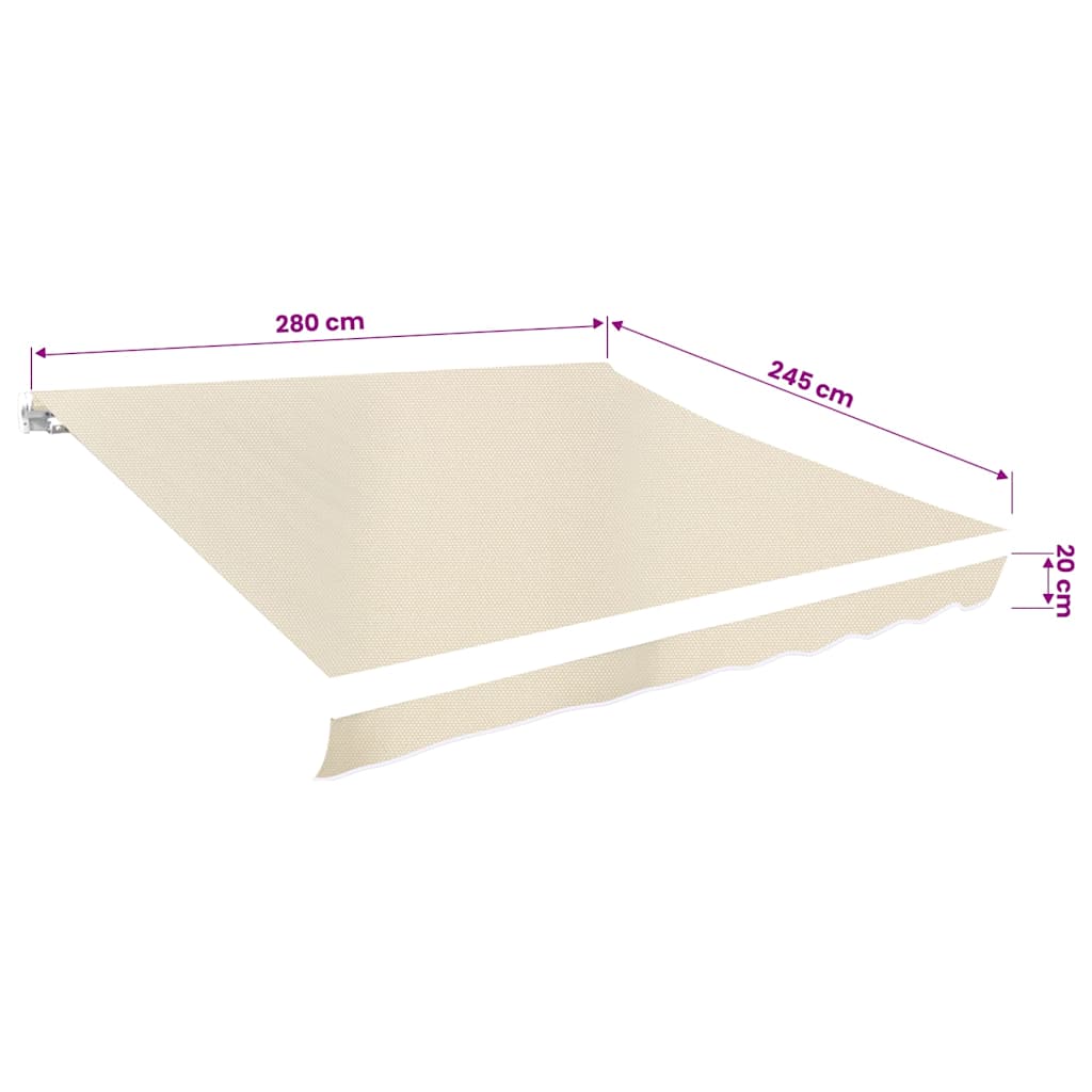 vidaXL Zapasowa tkanina na markizę, kremowa, 3x2,5 m, poliester