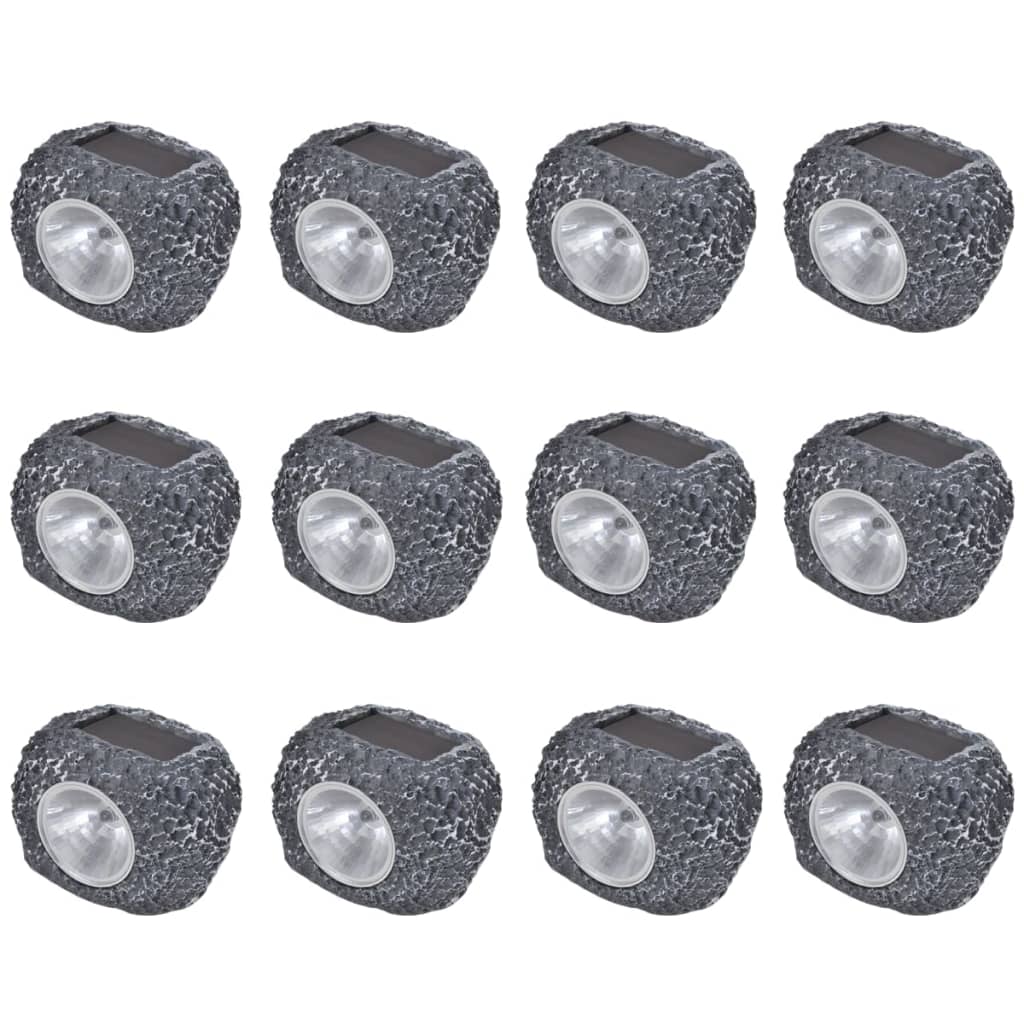 vidaXL Kamienie z lampkami solarnymi LED, 12 szt.