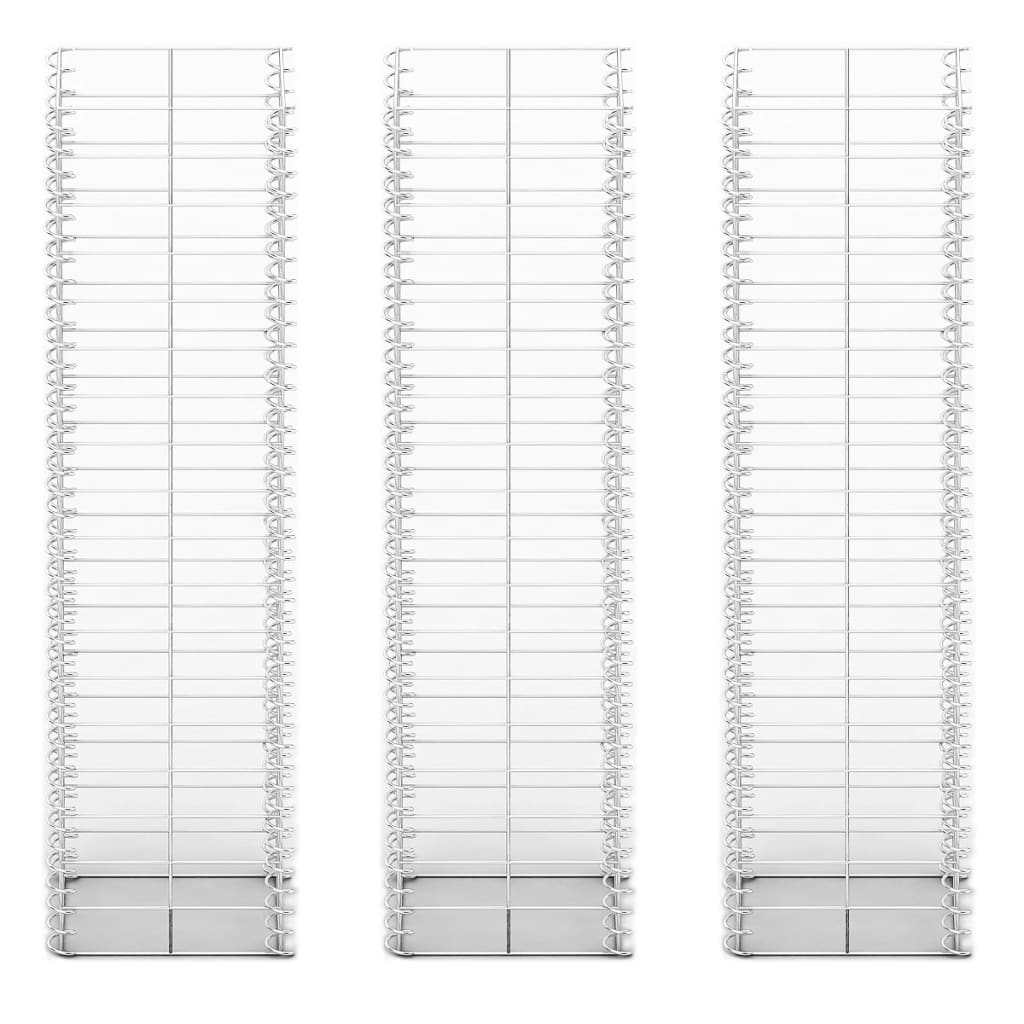 vidaXL Zestaw 3 koszy gabionowych, drut galwanizowany, 25x25x100 cm