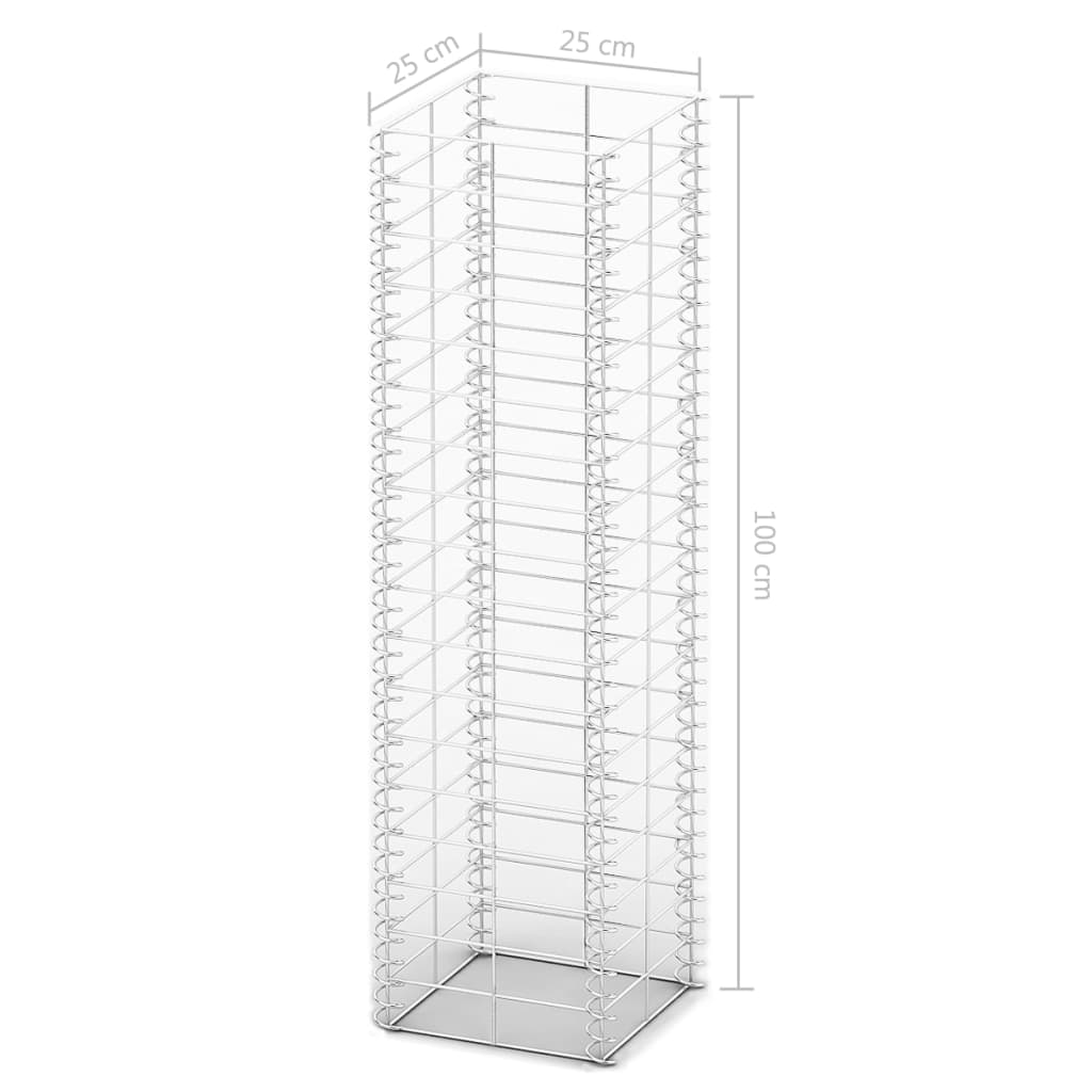 vidaXL Zestaw 3 koszy gabionowych, drut galwanizowany, 25x25x100 cm