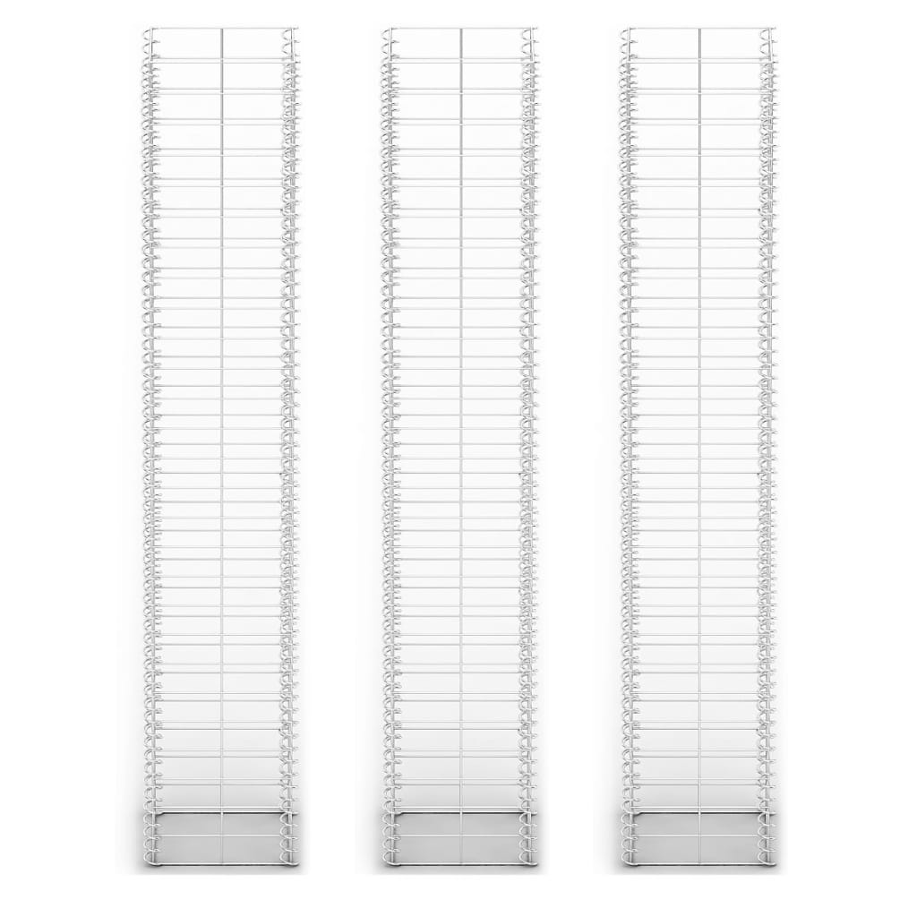 vidaXL Zestaw 3 koszy gabionowych, drut galwanizowany, 25x25x150 cm