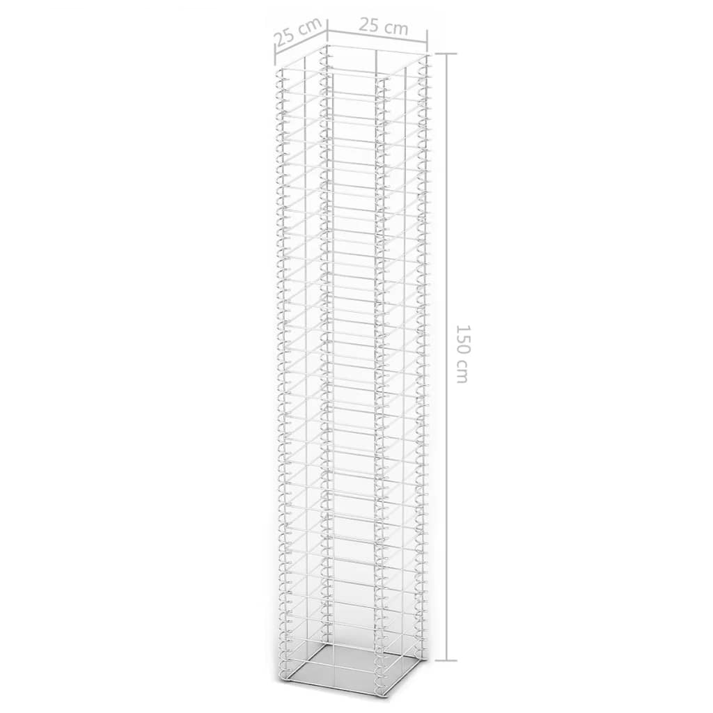 vidaXL Zestaw 3 koszy gabionowych, drut galwanizowany, 25x25x150 cm