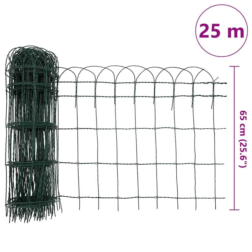 vidaXL Obrzeże ogrodowe, malowane proszkowo żelazo, 25 x 0,65 m