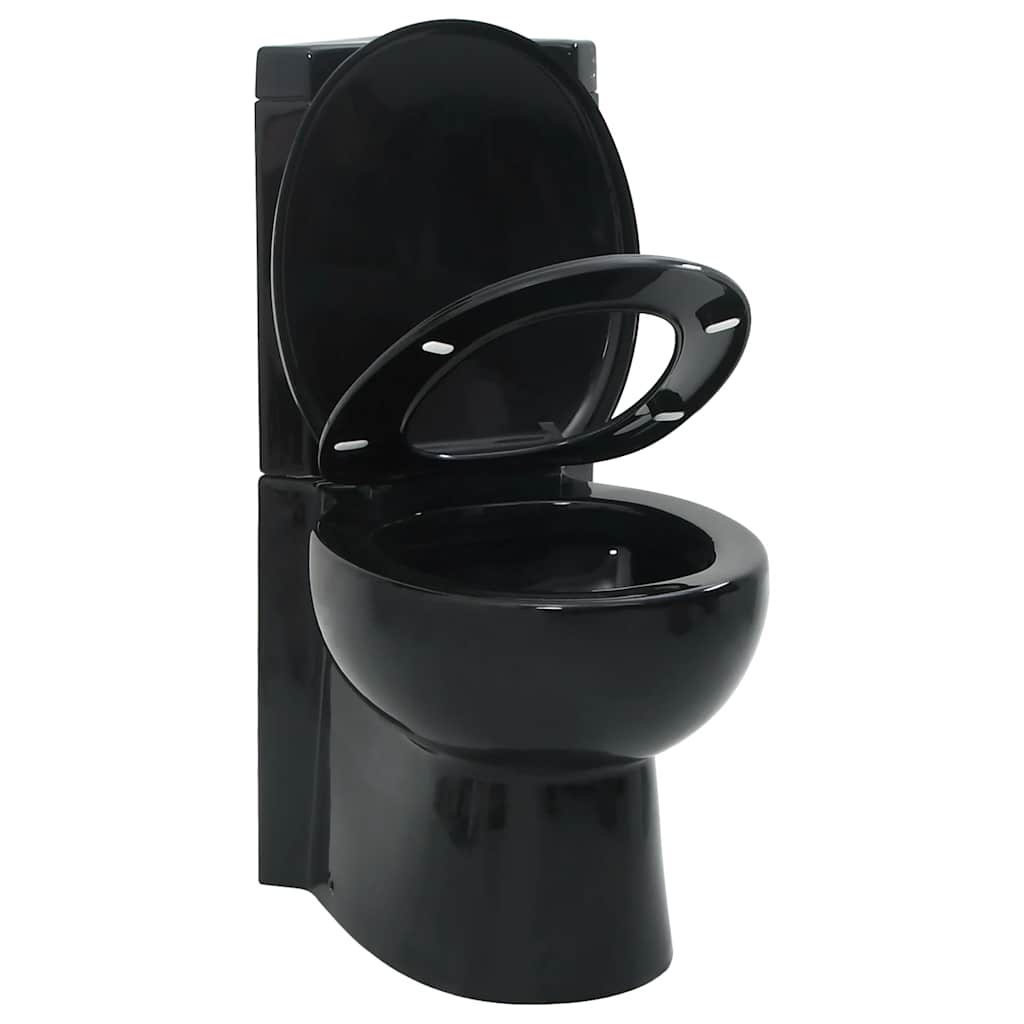 vidaXL Toaleta narożna, ceramiczna, czarna