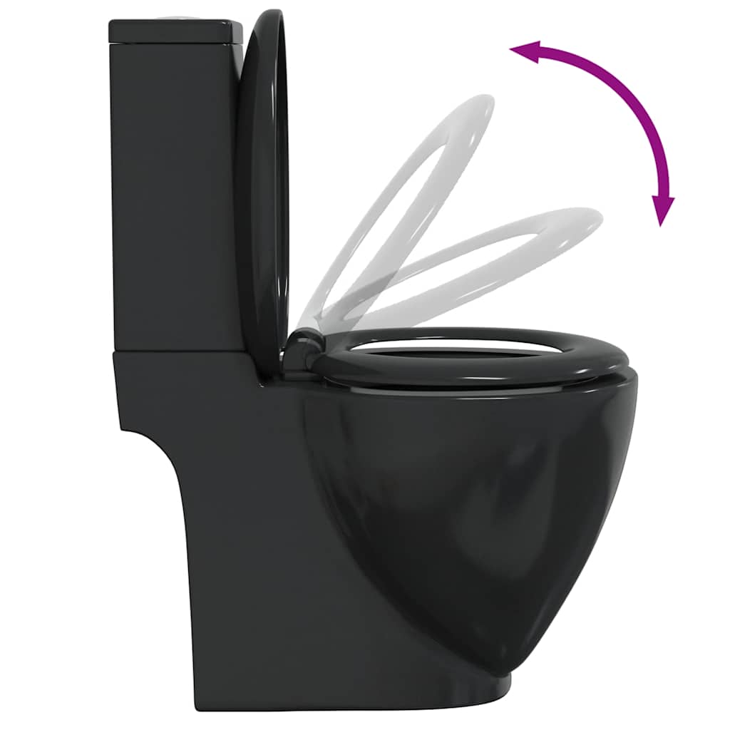 vidaXL Ceramiczna toaleta ze spłuczką, okrągła, odpływ pionowy, czarna