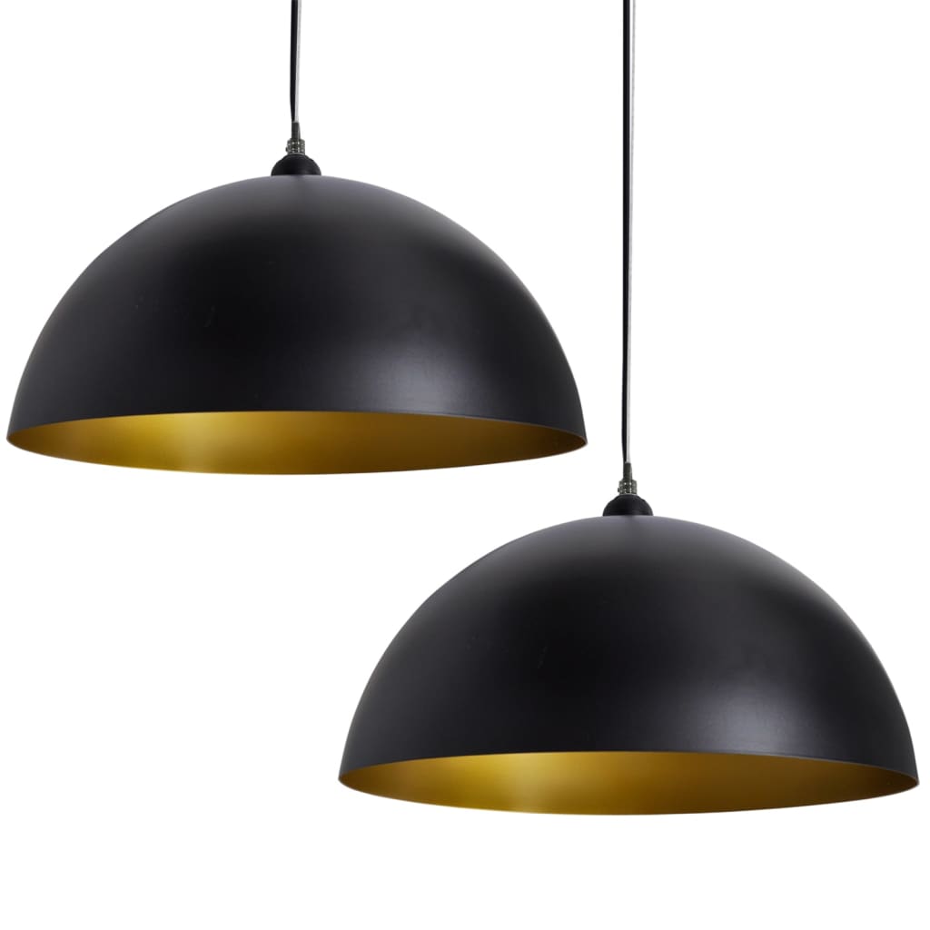 vidaXL Półokrągłe lampy sufitowe, 2 szt., regulowana długość, czarne