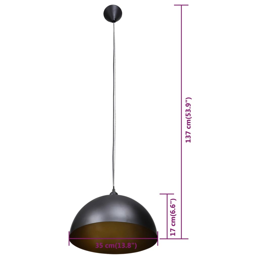 vidaXL Półokrągłe lampy sufitowe, 2 szt., regulowana długość, czarne
