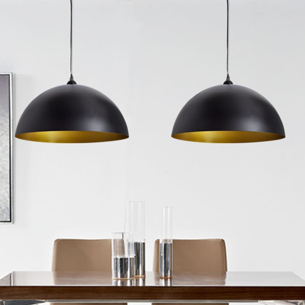 vidaXL Półokrągłe lampy sufitowe, 2 szt., regulowana długość, czarne